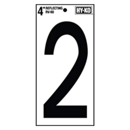 Hy-Ko 4In Reflective Number 2, 10PK B00568